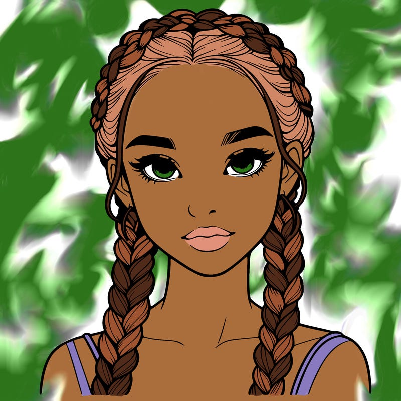 realistic girl with braids
