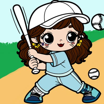 girl playing baseball