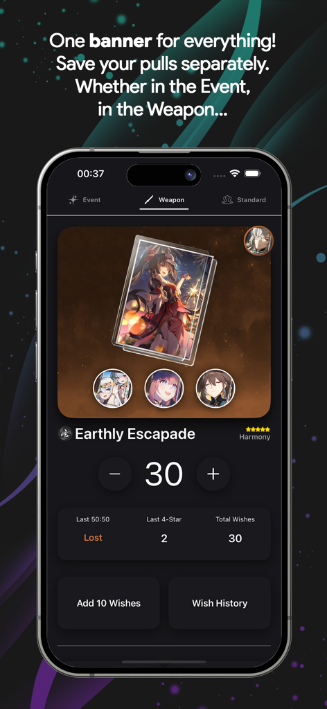 HSR WishCounter - Mobile app interface for tracking weapon banner pulls in HSR WishCounter