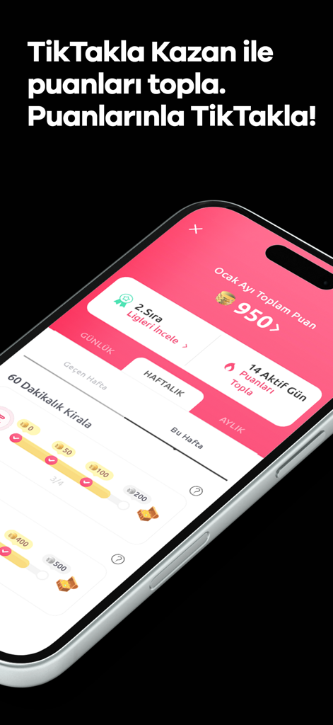 TikTak - TikTak app rewards screen displaying earned points and progress for car rentals