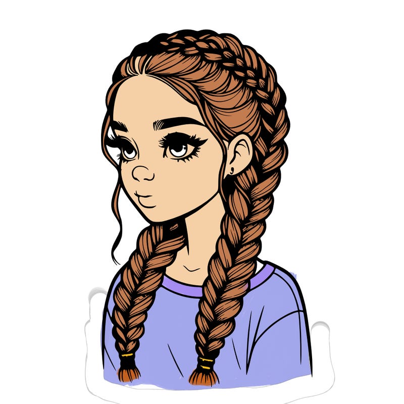realistic girl with braids