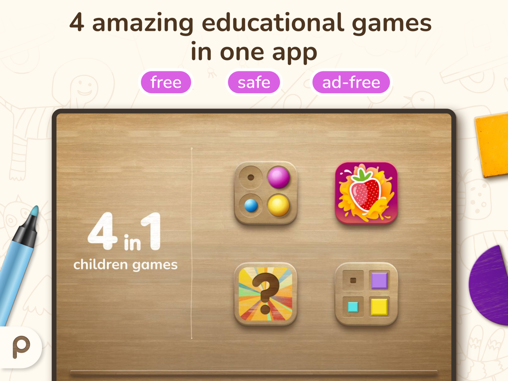 4 amazing educational games for children in one free and safe app
