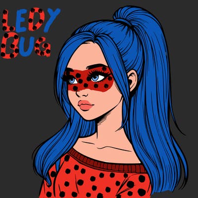 realistic girl with a high ponytail