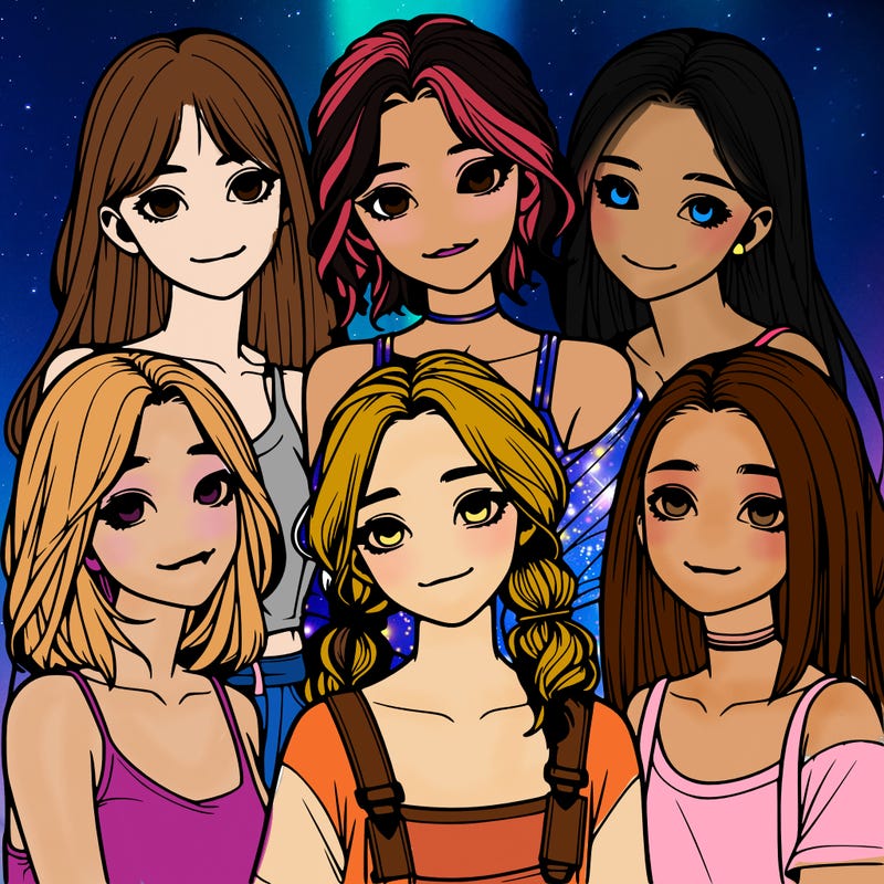 a group of girls realistic