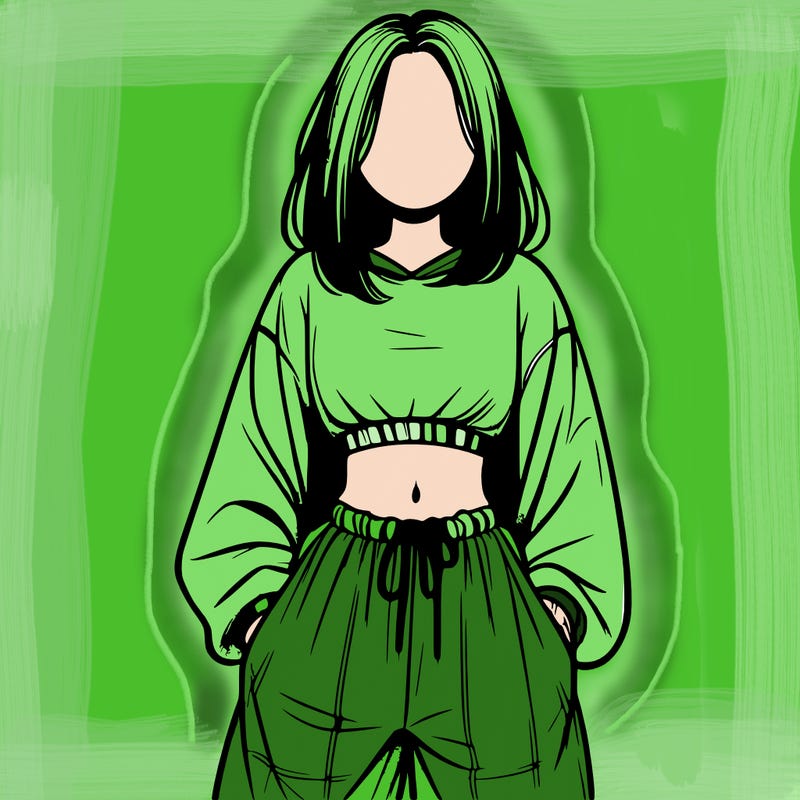 realistic girl faceless with baggy pants and a crop top