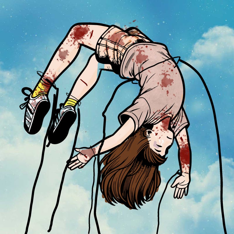 realistic girl doing a backflip