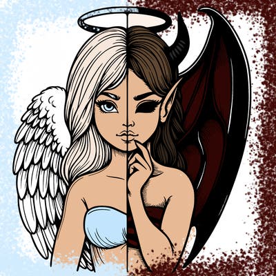 realistic angel half demon