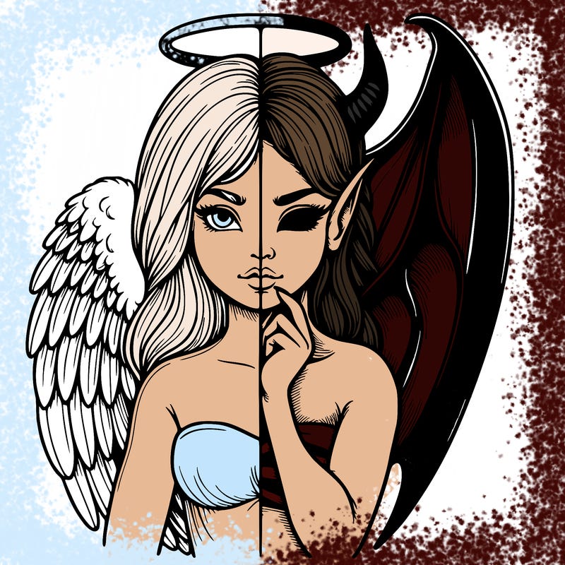 realistic angel half demon