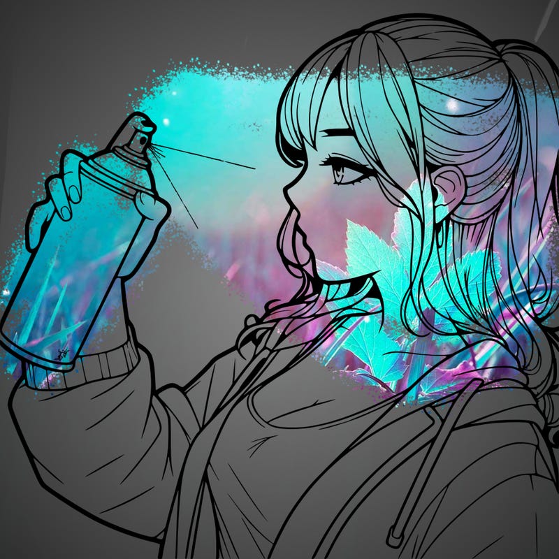 a realistic girl spray, painting