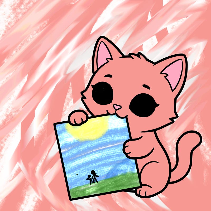 a small cat with a blank sheet of paper in its hand. the cat is sooooooo cute!