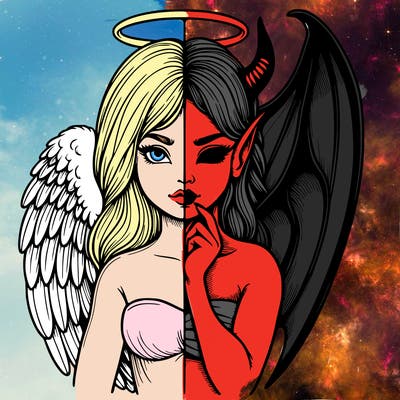 realistic angel half demon