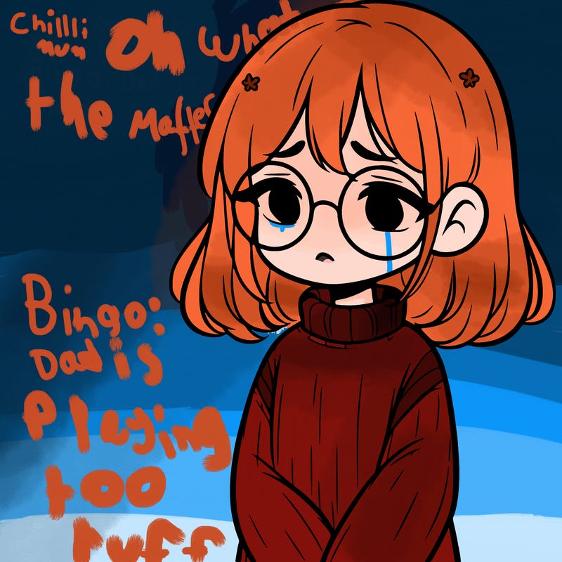 sad girl with glasses in a sweater