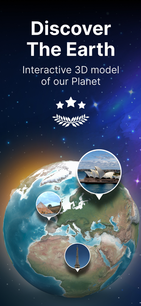 3D Earth Map Street View - Interactive 3D model of Earth with famous world landmarks