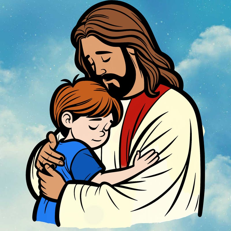 jesus hugging a child