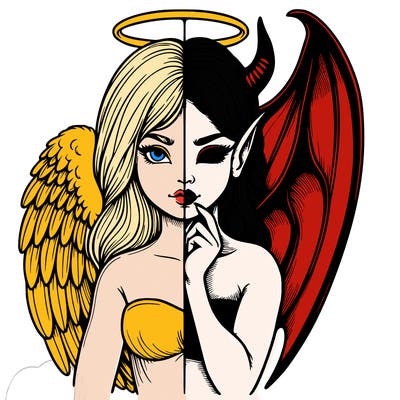 realistic angel half demon