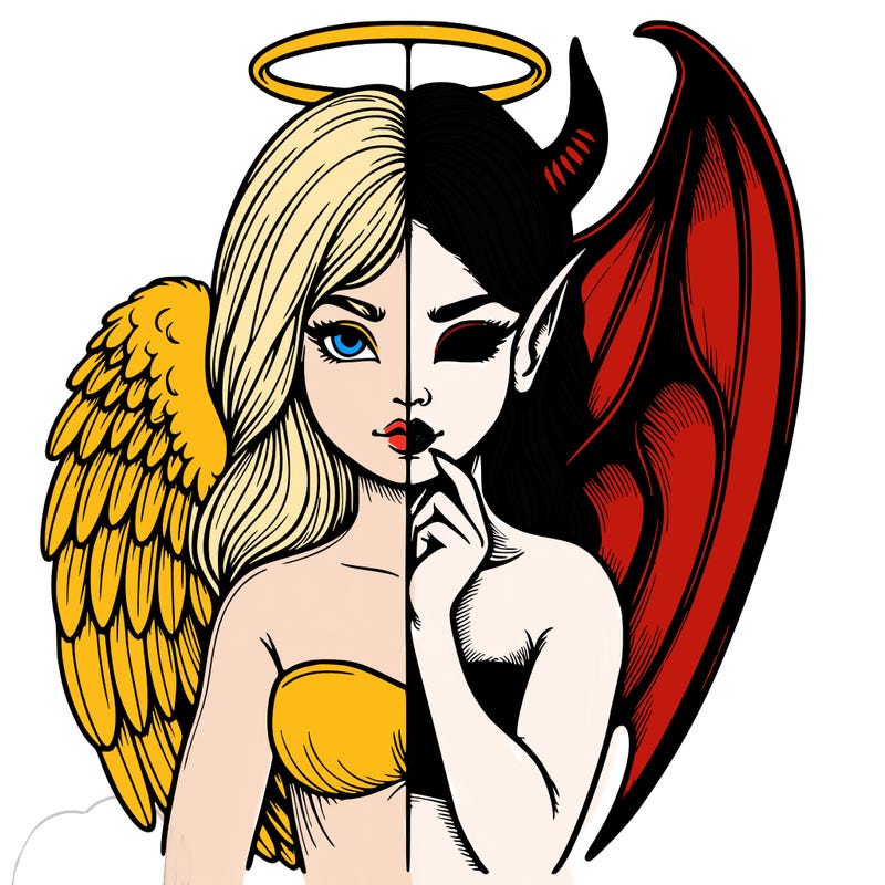 realistic angel half demon