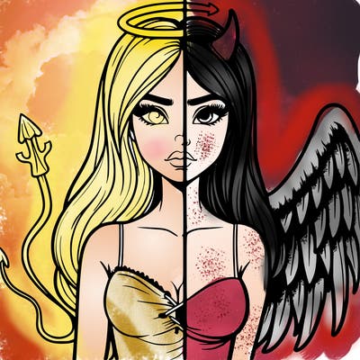devil vs angel realistic girl