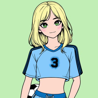 realistic girl wearing soccer jersey
