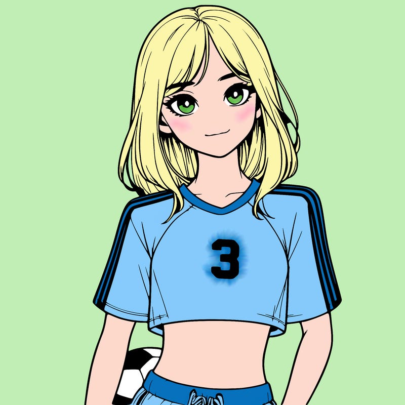 realistic girl wearing soccer jersey