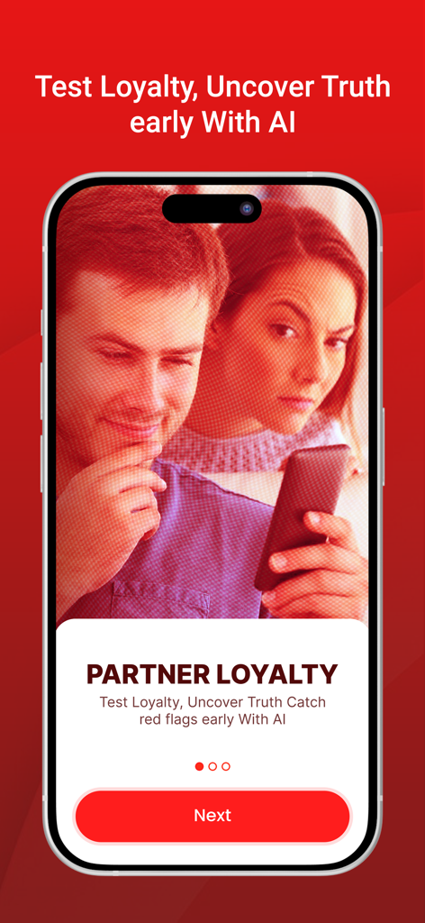 Cheater buster ai - Mobile app interface for testing partner loyalty using AI