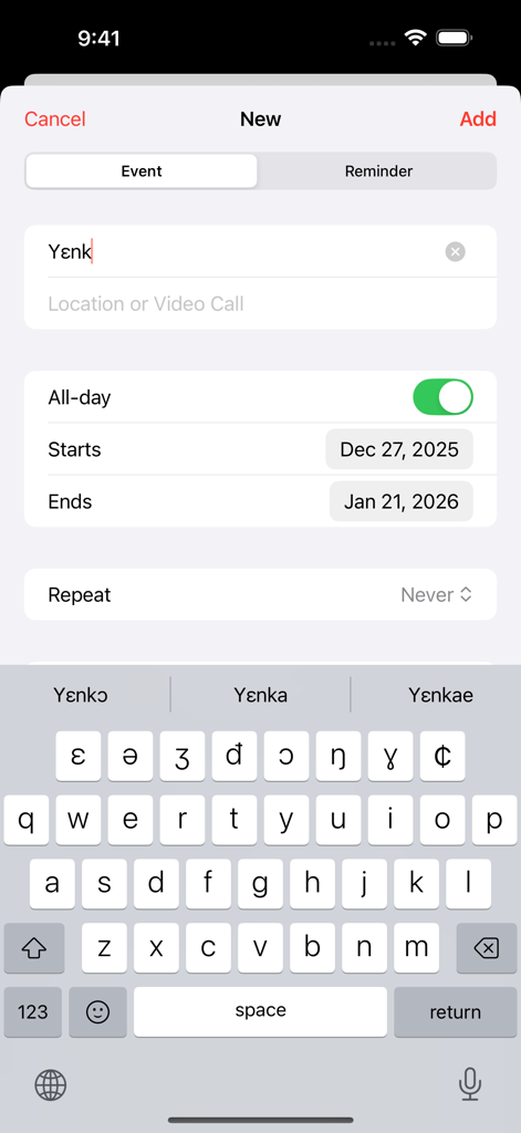 keyInTwi - iPhone screen showing keyInTwi keyboard with Twi characters and word suggestions