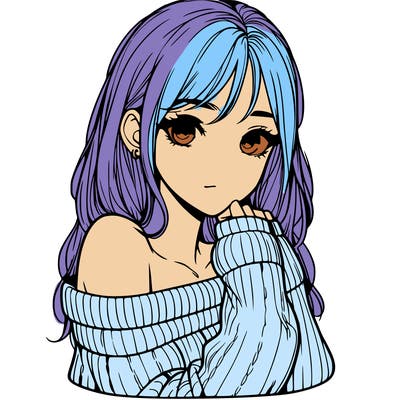 realistic girl with off-shoulder sweater
