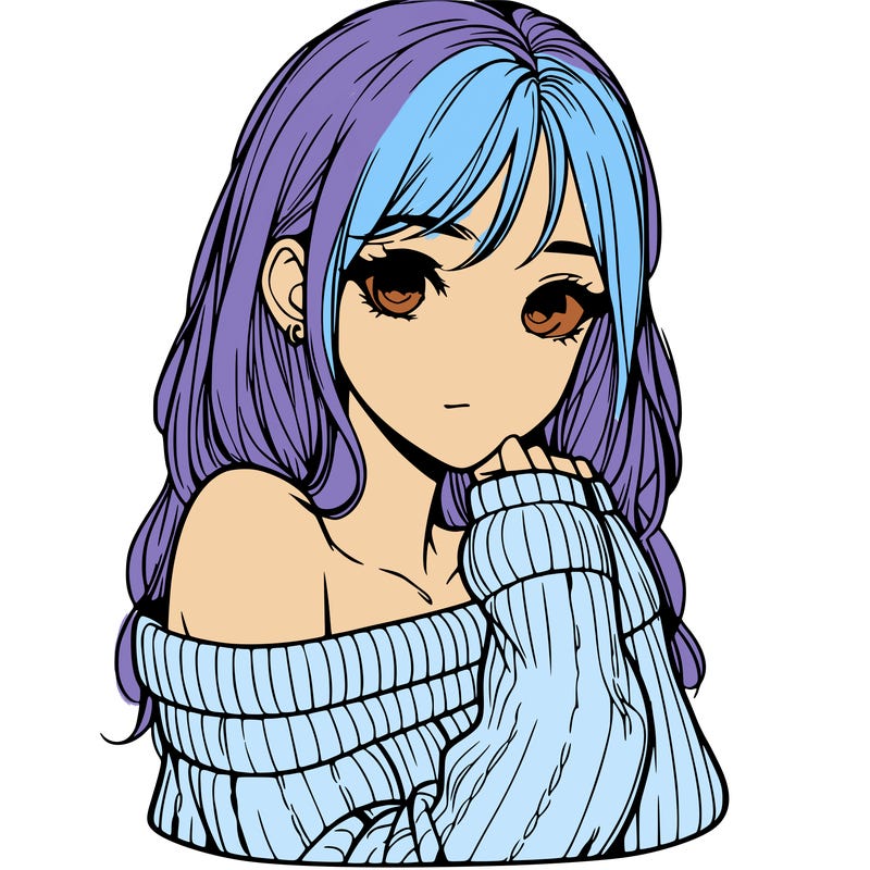 realistic girl with off-shoulder sweater