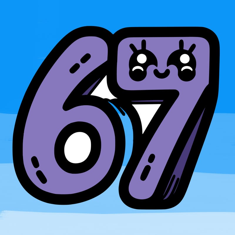 the numbers 67