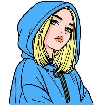 a realistic girl in a hoodie