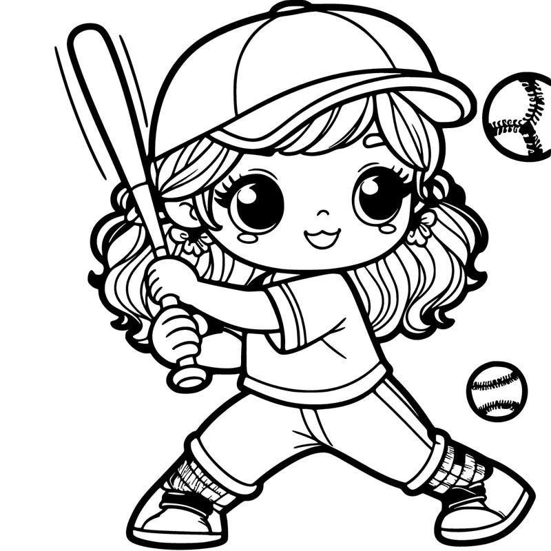 girl playing baseball