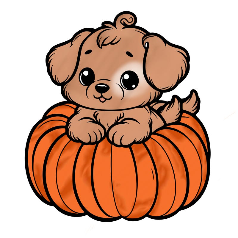 cute little puppy in a pumpkin