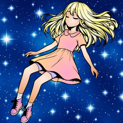 realistic girl floating