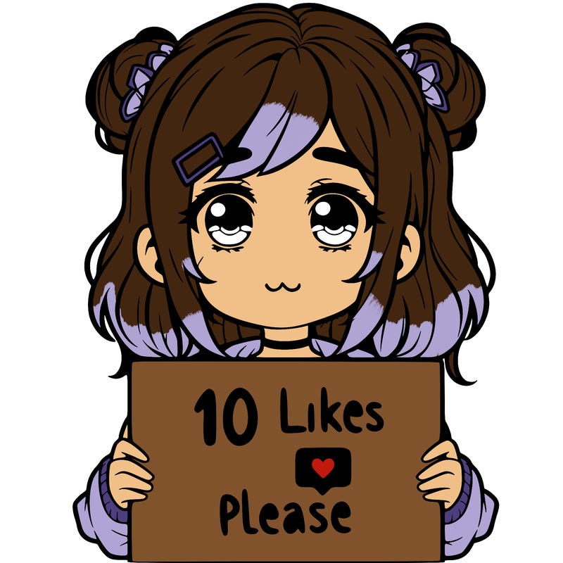 a girl with a sign saying 10 likes please
