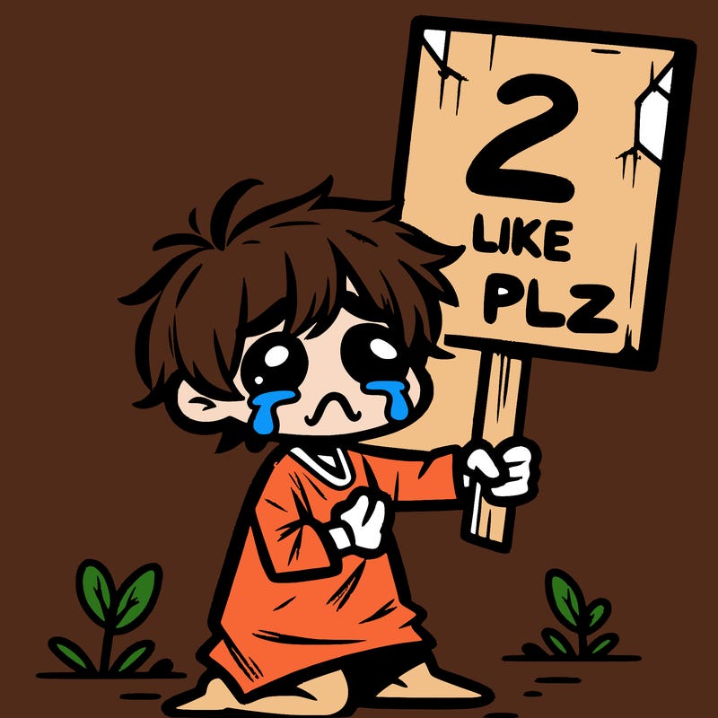 small poor toddler crying with sign that says 2 like plz
