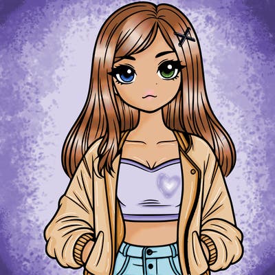 girl with long hair a crop top and a jacket