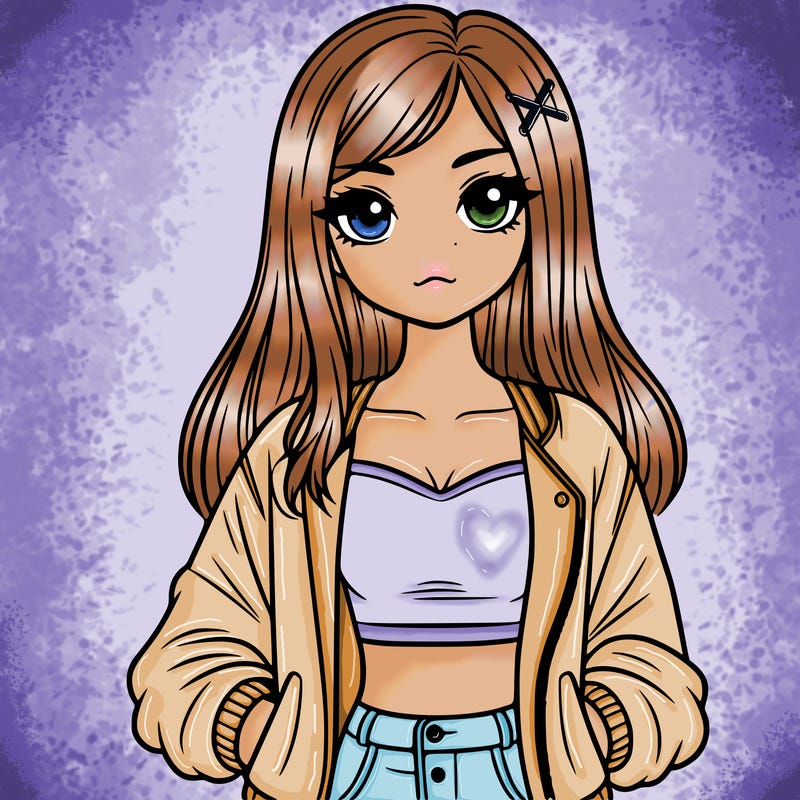 girl with long hair a crop top and a jacket