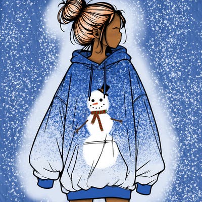 realistic girl with a oversized sweatshirt on and a bun