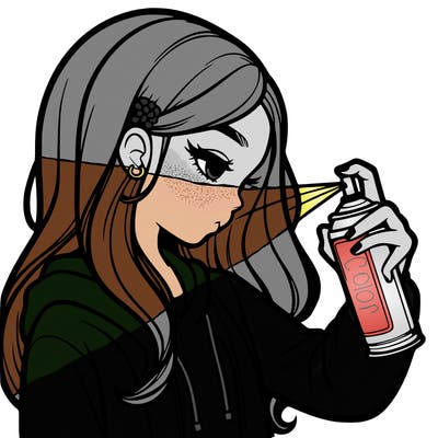 a realistic girl spray painting