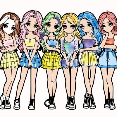 a group of girls realistic