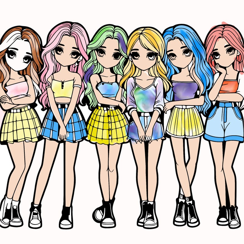 a group of girls realistic