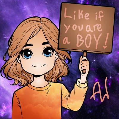 realistic girl holding up a sign