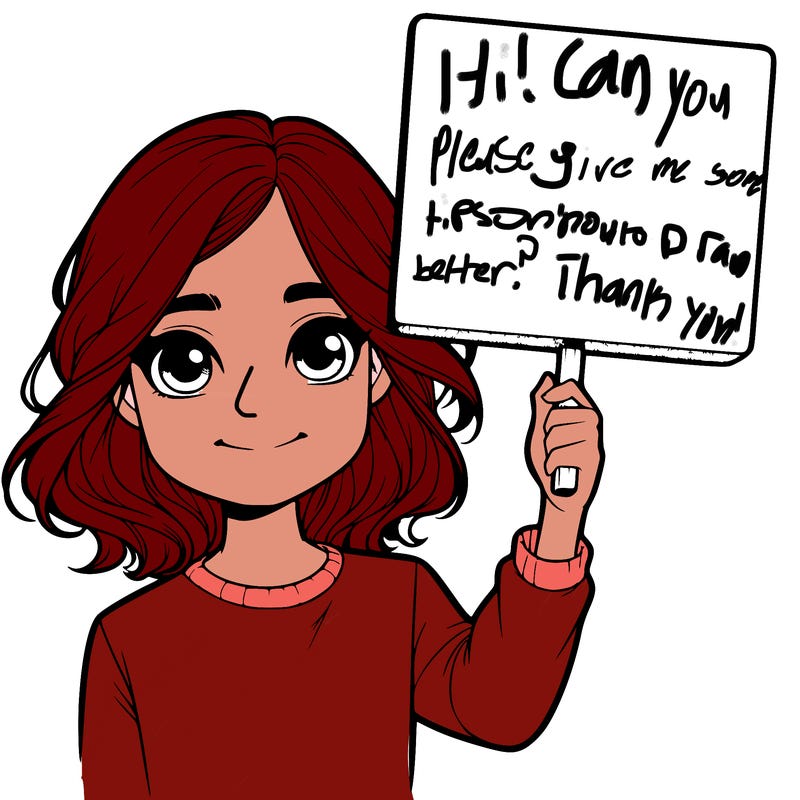 realistic girl holding up a sign