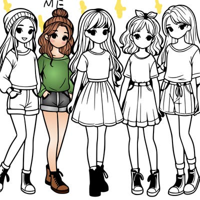 a group of five girls