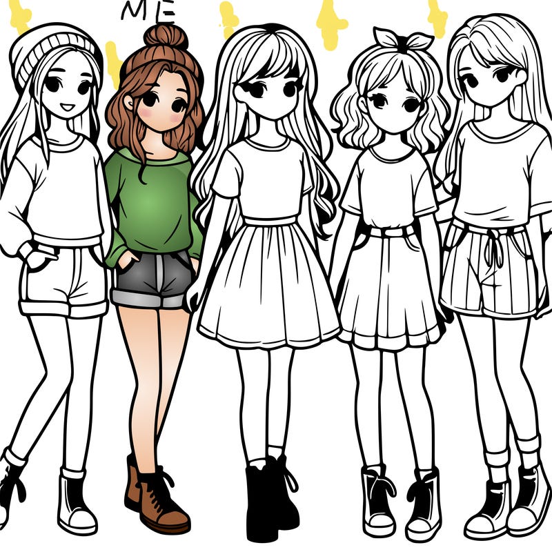 a group of five girls