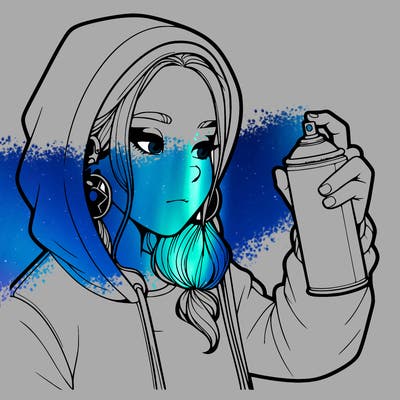 a realistic girl, spray painting