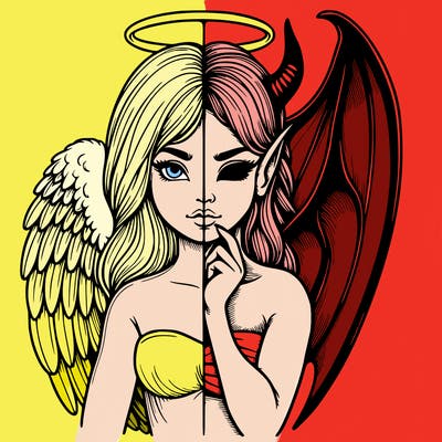 realistic angel half demon