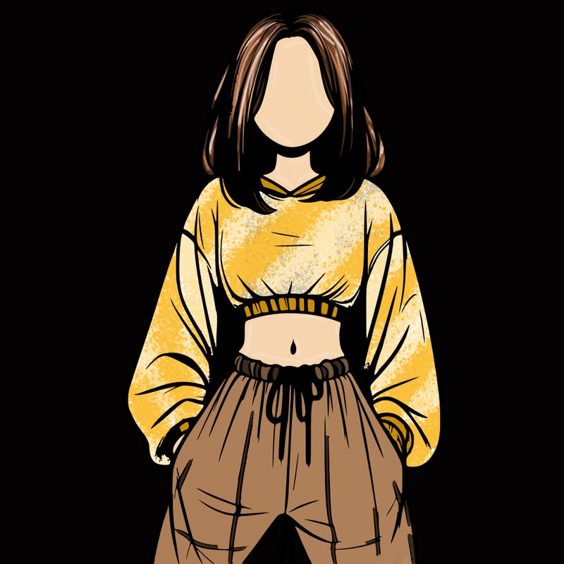 realistic girl faceless with baggy pants and a crop top
