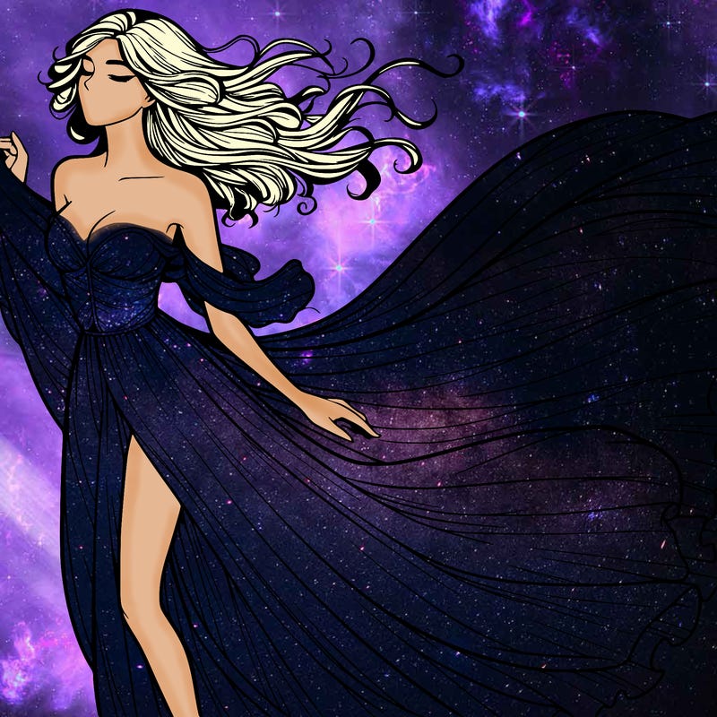 realistic woman in dress flowing the the wind