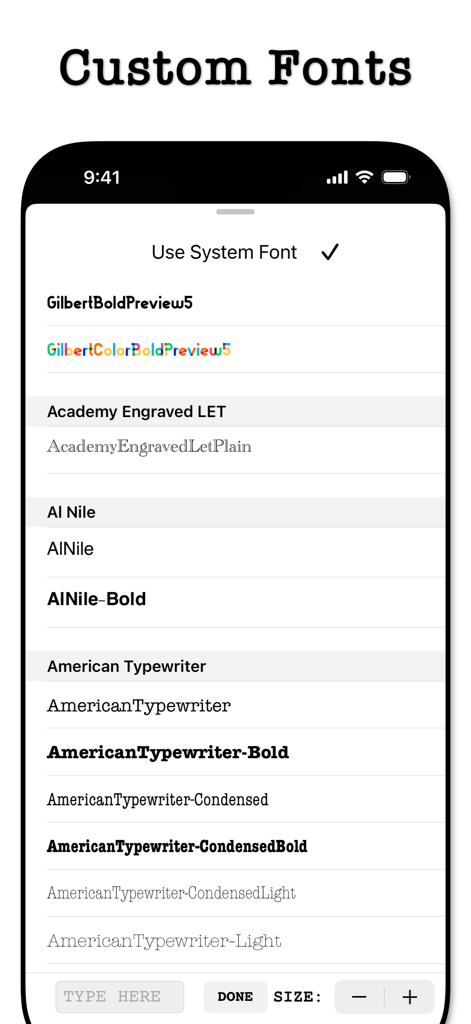 Yes No Reverse Sticker Maker - A screen showing various custom font choices in the Yes No Reverse Sticker Maker app