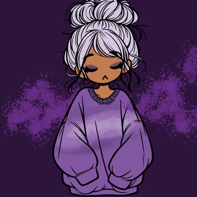 girl with baggy sweatshirt and messy bun